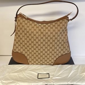 NEW Gucci Canvas Handbag With Shoulder Stripe